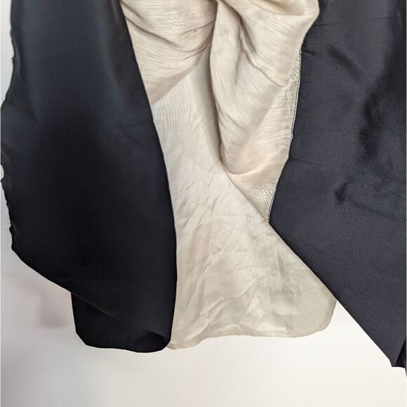 Robert Rodriguez Silk Linen Sleeveless Trapeze Mini Dress Black Cream 6 - Picture 4 of 9